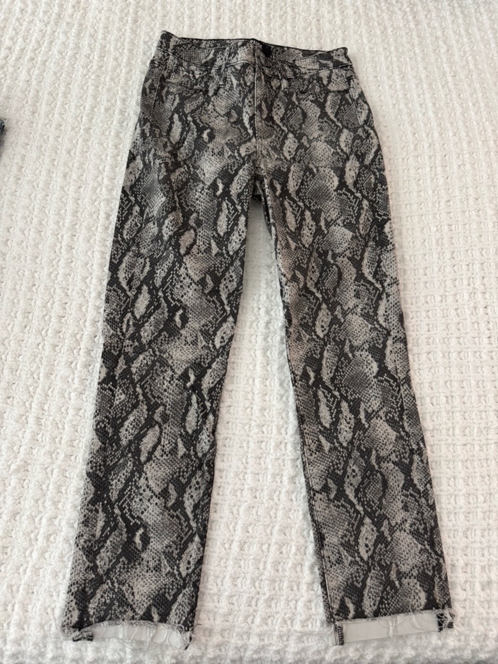 PAIGE Snake-Print Jeans in Black and Gray